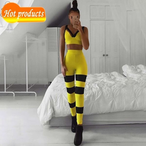 

women's suits & blazers two sets set color blockbuster sports suits v neck celebrity christmas party bandage suit 2xbw, White;black