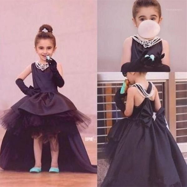 

girl's dresses flower girl black toddler pageant skirt high low formal party gown jewel neck sleeveless short front long back1, Red;yellow