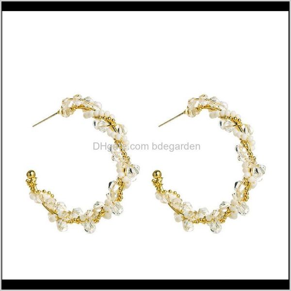 

& hie drop delivery 2021 charm korean crystal statement for vintage hand winding beaded hoop earrings woman party ear jewelry brincos ngo15, Golden;silver