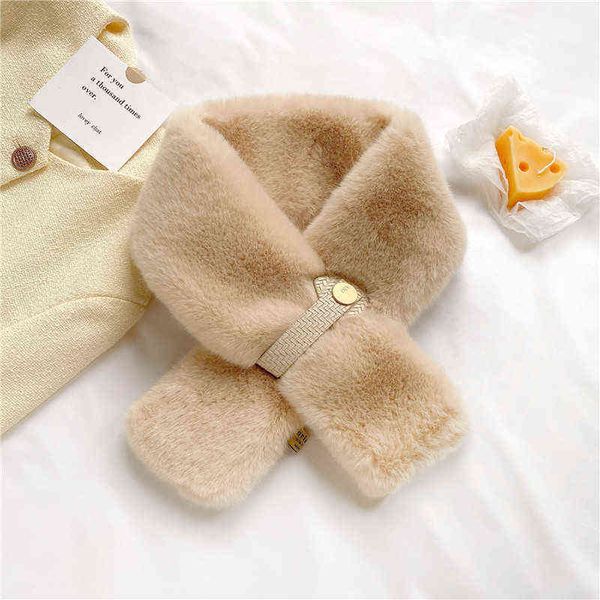 

scarves korean ins style in winter, small temperament, frh and warm, solid color, busins student imitation rabbit hair scarf, ffy bib, femal, Blue;gray