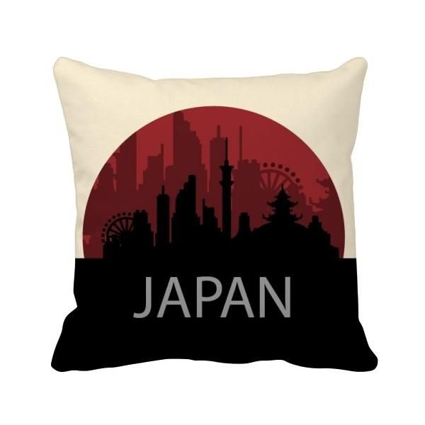

pillow architecture landmark silhouette japan throw square cover