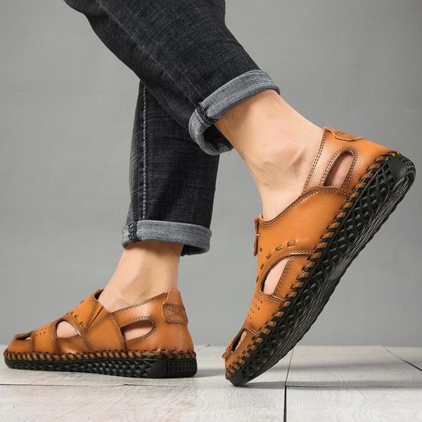 

sandals slippers roman men fashion beach slipper casual summer leather mens women sport for sandalsslippers shoes hombre male fish, Black