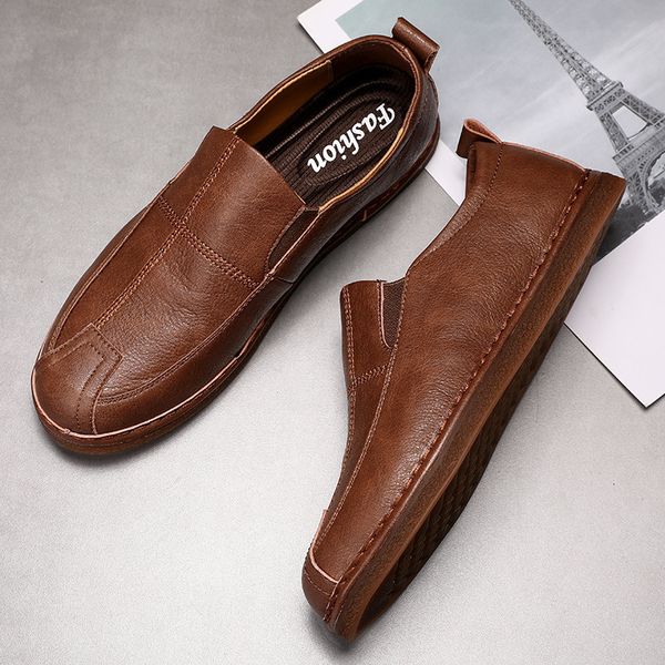 

dress shoes sapatos casuais masculinos de couro legÃ­timo, mocassim respirÃ¡vel marca luxuosa para dirigir, tamanhos 39-44, * fmze, Black