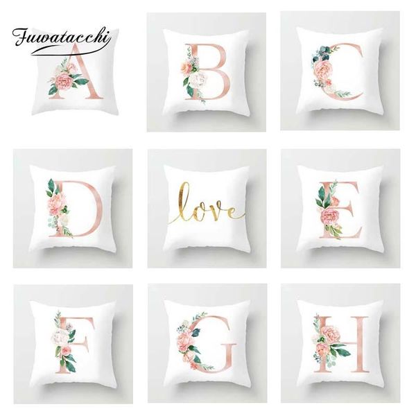 

cushion/decorative pillow fuwatacchi custom combination love letter cushion covers flowers printed cover for sofa decor valentine's day