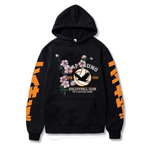 

men's hoodies & sweatshirts mens anime haikyuu pullovers hip hop streetwear, Black