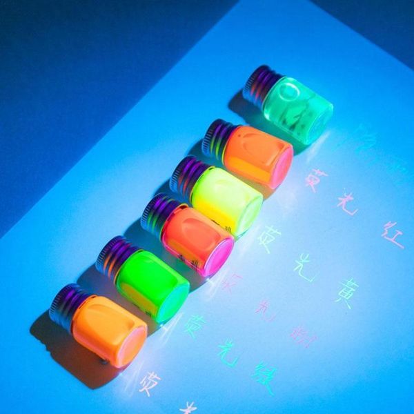 

nail glitter 7pcs neon fluorescent ink 5ml small bottle dispensing set with water-based pigment, Silver;gold