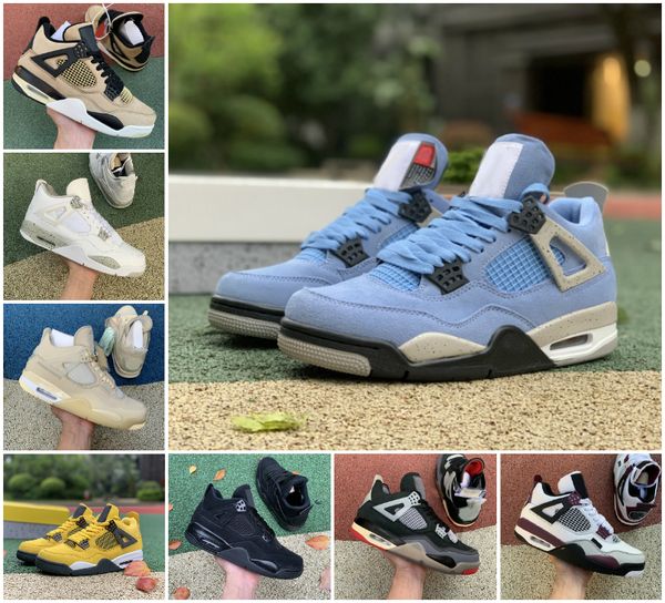 

undefeated union x white sail 4 4s og mens basketball shoes university blue jjumpman taupe haze cement oreo bred court purple black cat