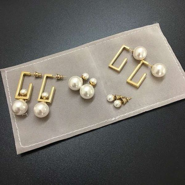 

d family new cd brass earrings simple square size pearl net red earrings, Golden