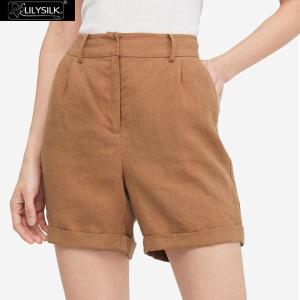 

women's shorts lilysilk linen silk lining casual women, White;black
