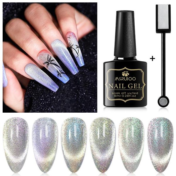 

nail art kits msruioo 9d cat eye gel set silver magnet corlorful soak off uv design hybrid 8ml
