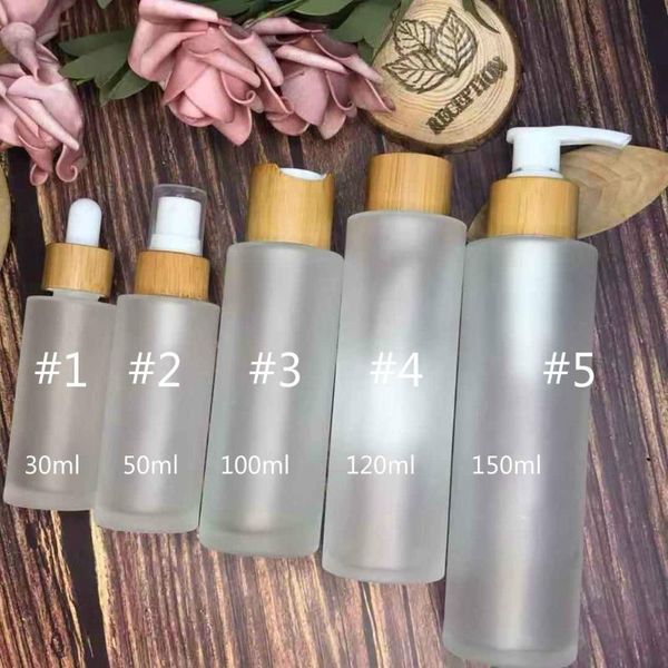 

storage bottles & jars customized logo cosmetic dropper cream jar bamboo lotion lids frosted glass containers skin care essential oil packag