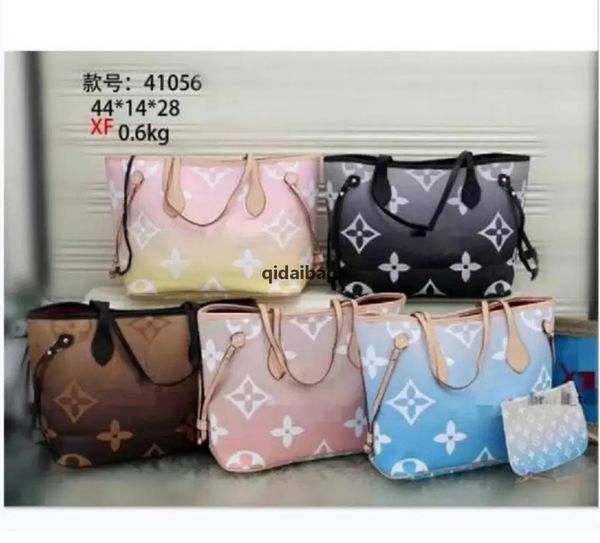 

2pcs large capacity totes shoulder bags designer handbags women purse ladies shopping bag leather