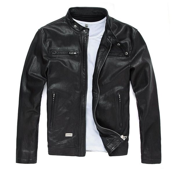 

men's leather & faux male motorcycle jacket, vintage jacket real short black punk with plus size 5xl 100%