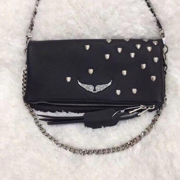 

waist bags 2021 wings decoration love heart rivet drill metal chain one shoulder hand bag for women
