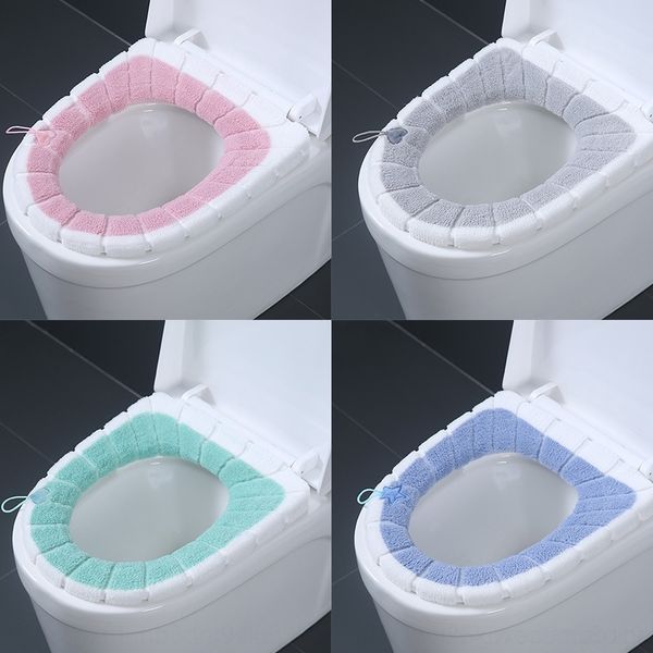 

E6XA cushion keep warm universal plush cover autumn and winter warm cover lovely knitting toilet stickers handle toilet cushion
