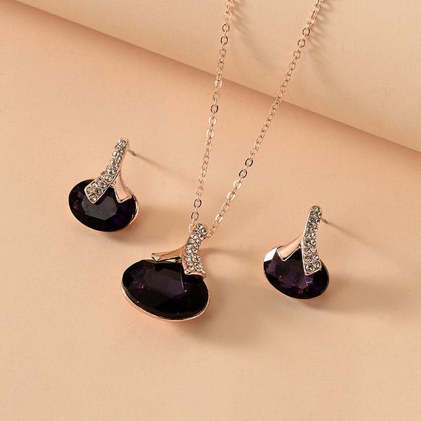 

earrings & necklace bridal wedding purple gem crystal earring set, Silver