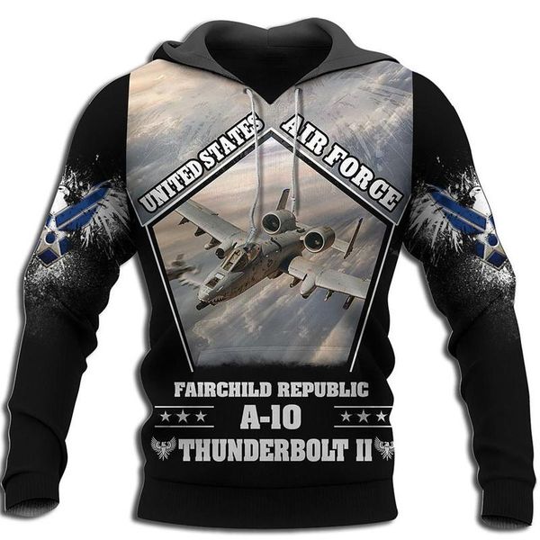 

flying trillion republic a-10 thunderbolt ii3d men's and women's universal print fashion street hip-hop hoodie hoodies & sweatshir, Black