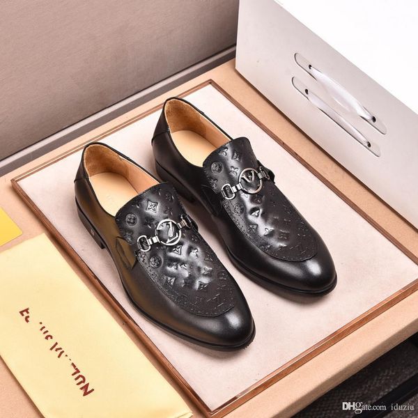 

l5 21ss men dress shoes flat genuine leather oxford mens flats wedding party office loafers shoes 38-48 plus size, Black