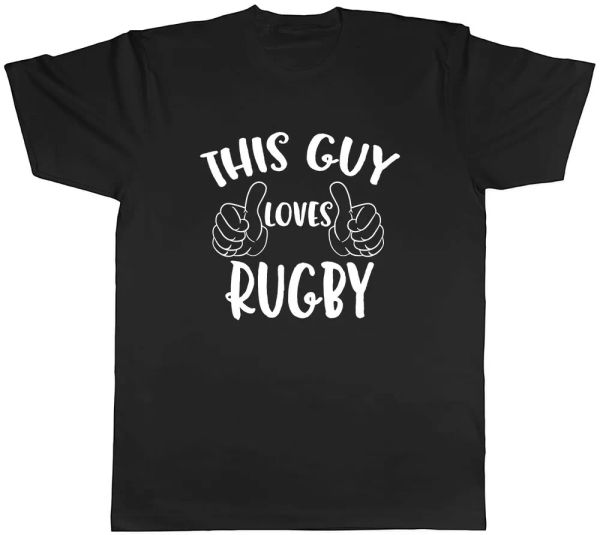

This Guy Loves Rugby Mens Unisex T-Shirt Tee, White;black
