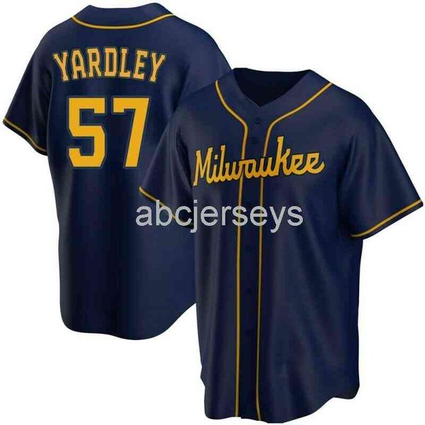 

eric yardley #57 navy baseball jersey xs-6xl, Black