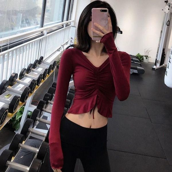 

net celebrity design fitness clothes women's yoga cotton t-shirt cropping soft training sports tight-fitting slim outfit