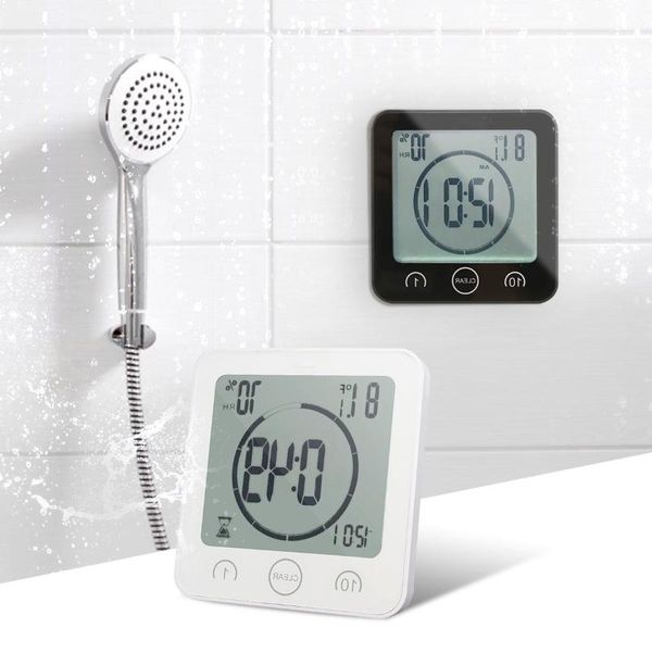 

wall clocks waterproof lcd digital clock shower suction stand alarm timer temperature humidity bath weather station for home