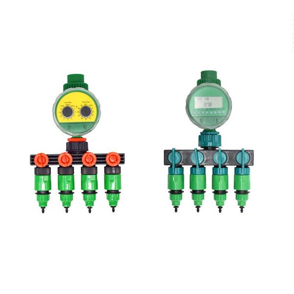 

1/4" 3/8" garden hose 4-way tap automatic watering timer knob gardens water splitter lcd kit 1pcs equipments