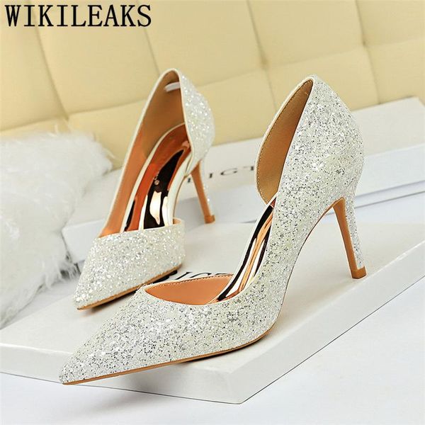 

dress shoes glitter heels pointed wedding fetish high elegant for woman party fashion sapato feminino tacones, Black