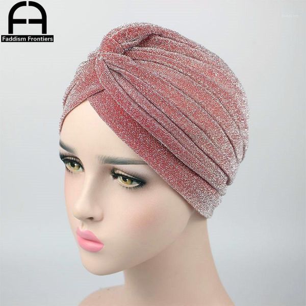 

fashion women shiny turban polyester sparkly headband hat breathable headwear hair accessories muslim1