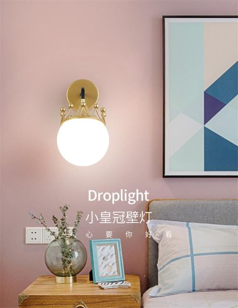 

wall lamp nordic small crown glass ball lamps modern children's room living bedroom bedside dining decorative lights