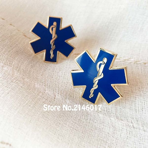 Sanitäter-Eisen-Arzt-Krawatten-Krawlips Krankenpflege-Krankenwagen-Manschette Links blau Emaille Krawatten Bar Schlange Symbol Metall Stern des Lebens Manschettenknopf