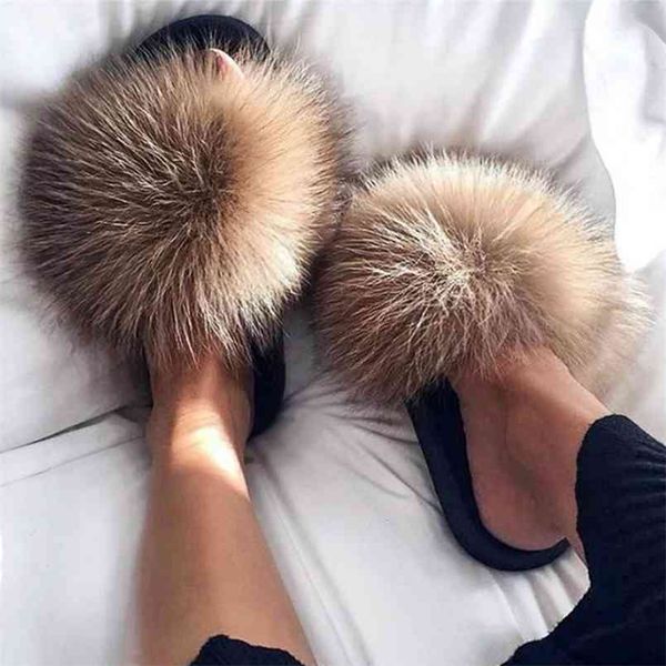 

ethel anderson fuzzy fur slippers flip flop women fur slides furry fluffy plush designer summer 210628, Black