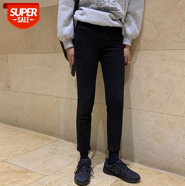 

huang zheng high-waisted stretch slim black jeans women korean style skinny pants k8370 #xh6v, Black;gray