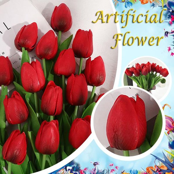 

10pcs artificial flowers tulip flower for wedding bouquet home decoration fake diy wreath scrapbook supplies #t1p decorative & wreaths