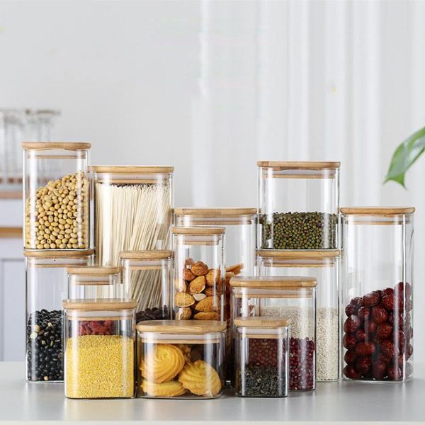 

square sealed glass jars kitchen storage tank coffee bean can mason jar with lid container organizer bottle bottles &
