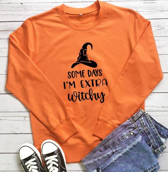 

women's hoodies & sweatshirts some days i'm extra witchy sweatshirt halloween sweats funny witch hat pullovers women fashion casua, Black
