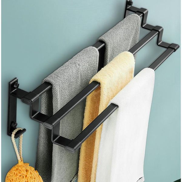 

towel racks black non-perforated bathroom bar drying rack space aluminum single