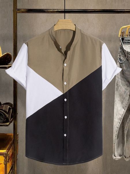 

men color block shirt c4ov#, White;black