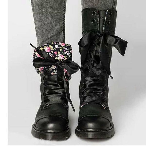 

boots root 2021 women's short round head lace medium tube fashion square up large, Black