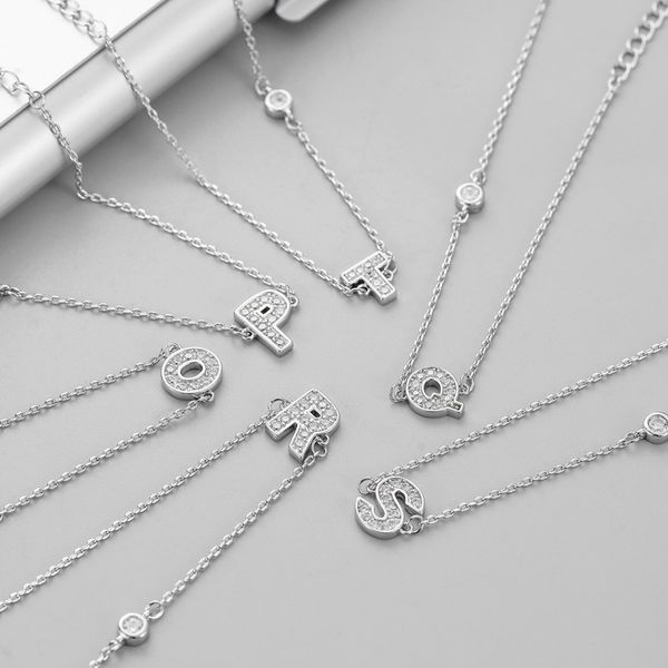 

925 silver plated copper letter charm bracelet micro pave alphabet bracelets for women gift, Golden;silver