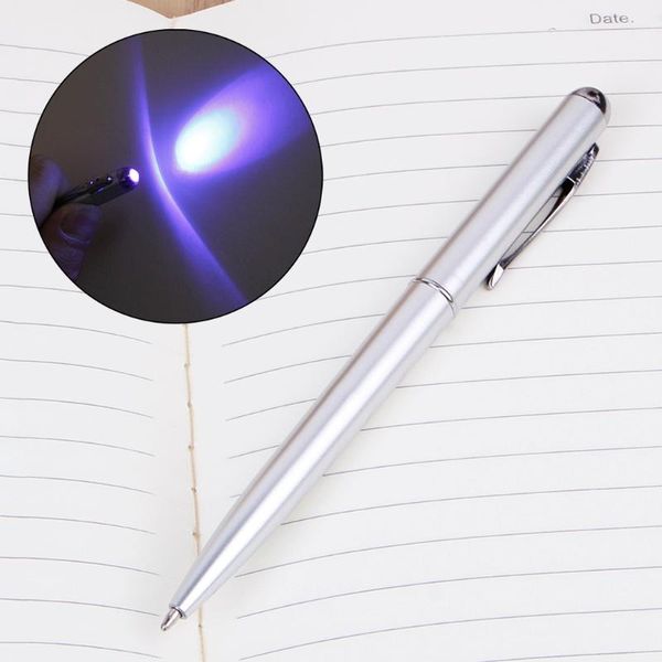 

ballpoint pens creative magic led uv light pen with invisible ink secret n7ma, Blue;orange