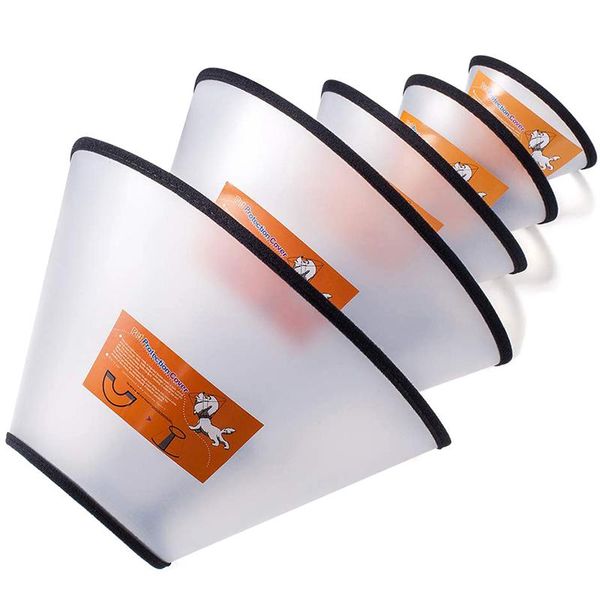 

dog collars & leashes cone collar, 5 pcs adjustable protective for pet cat, recovery e-collar anti-bite lick wound healing, soft edg