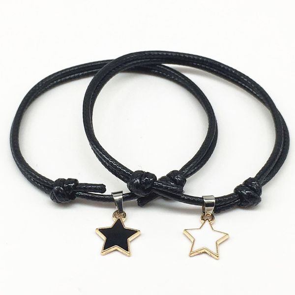 

2 pcs/set new fashion couple bracelets handmade rope chain stars bracelet for women and men paired bracelets gifts, Golden;silver