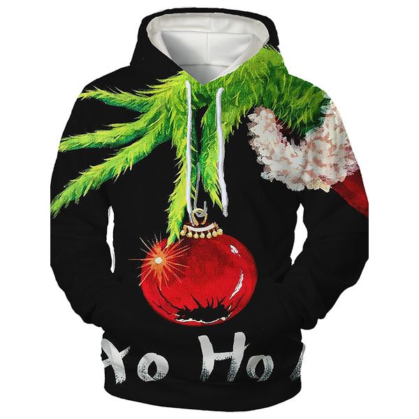 

christmas santa embroidered hoodie visual impact party punk gothic round neck sweater hoodie, Black