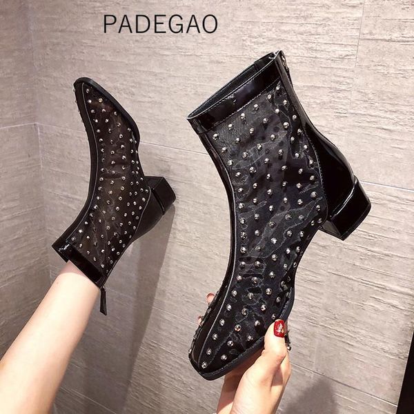 

boots women shoes 2021 streetwear ankle for rivet fashion black