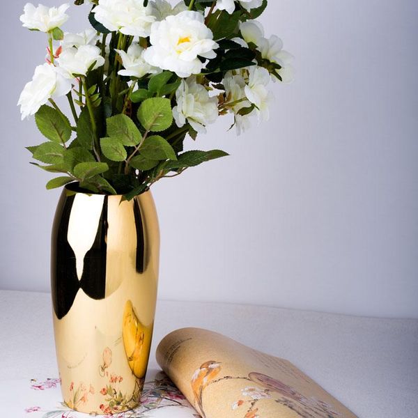 

vases flower vase decorative centerpiece for home wedding sus304 stainless steel, 9.4"h (gold plated)