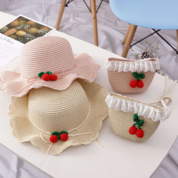 

children's big eaves hat girl straw lovely princess summer sun beach hat bag, Yellow