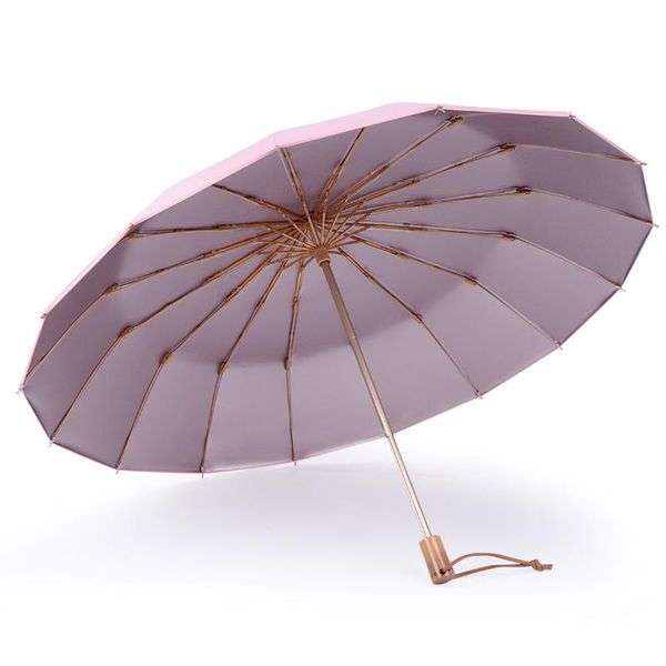 

umbrellas 16k umbrella three folding uv protection female color coating sunny rainy dual-use women windproof