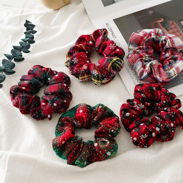 

ins 5 color women girls christmas red green xmas snow elastic ring hair ties accessories ponytail holder hairbands rubber band scrunchies, Slivery;white