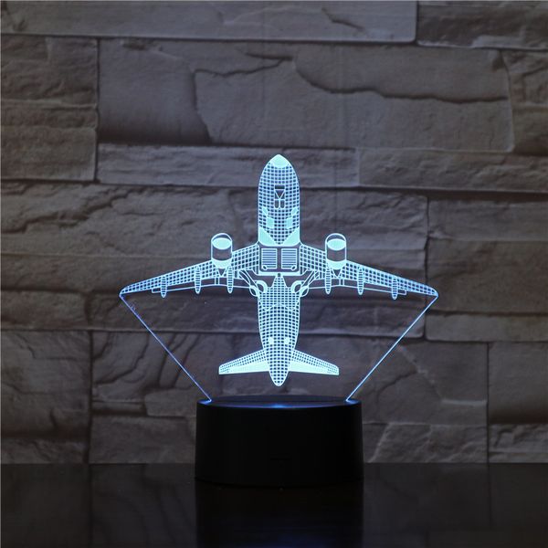

baby nursery 3d desk lamp acrylic night light led airplane room decorative nightlight color changing warm atmosphere creation